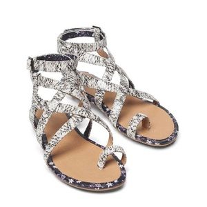 CAbi Python-Embossed Athena Leather Sandal Sz 7.5